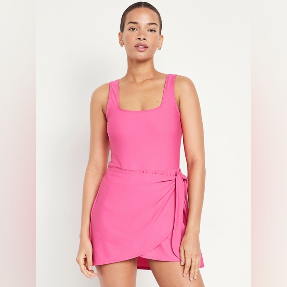 Old Navy - Side-Tie Swim Dress | S | Polarized Pink